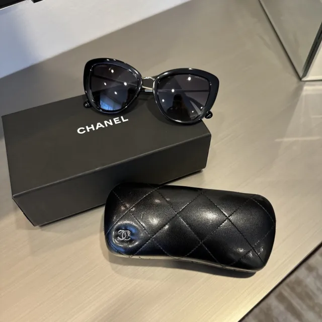 CHANEL Sunglasses 4093-B blue gradation Cocomark rhinestone with