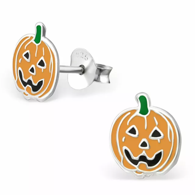 Kürbis Ohrringe 925 Silber - Kinder Mädchen Damen Halloween Deko Ohrstecker