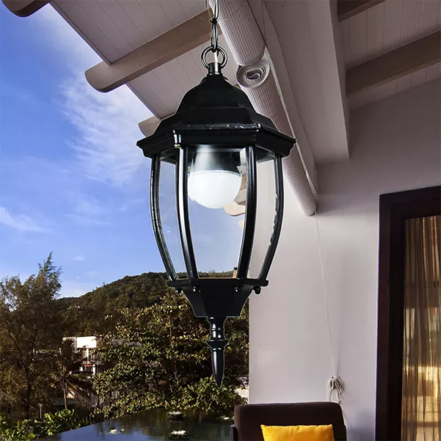 Black Garden Pendant Lighting Glass Porch Ceiling Light Outdoor Pendant Lights