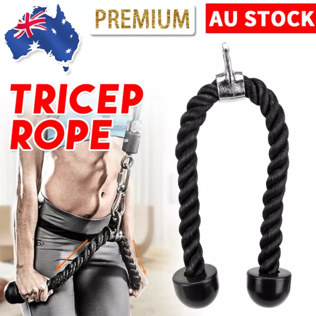 Tricep Rope Gym Press Down Push Pull Cord Multi Lat Bar Pulley Cable Attachment