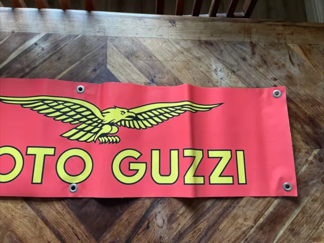 Moto Guzzi Motos Logo Rouge Et Or Drapeau Atelier Garage Signe PVC 3