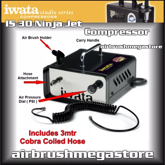 New Iwata Ninja Jet Studio Series Air Compressor IS35 + Free Insured Freight