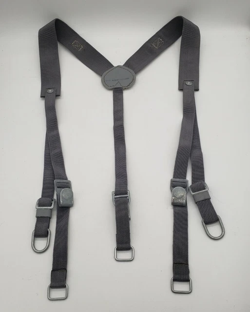 Vintage East German army NVA military gray nylon uniform suspenders Y straps