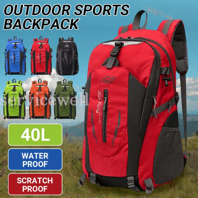 Large Waterproof Hiking Camping Bag Travel Backpack Outdoor Luggage Rucksack 40L