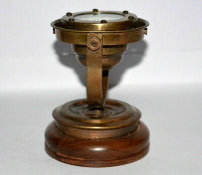 Antique brass nautical gimbal compass vintage ship's binnacle gimballed compass. 3