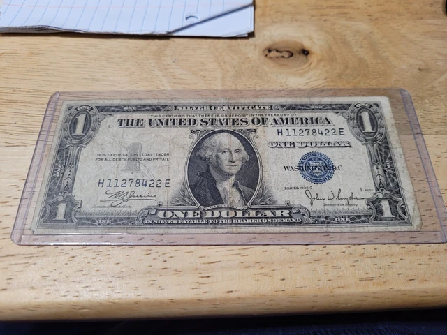 1935 silver certificate 1 blue seal dollar bills- MISALIGNED "Birthday" 