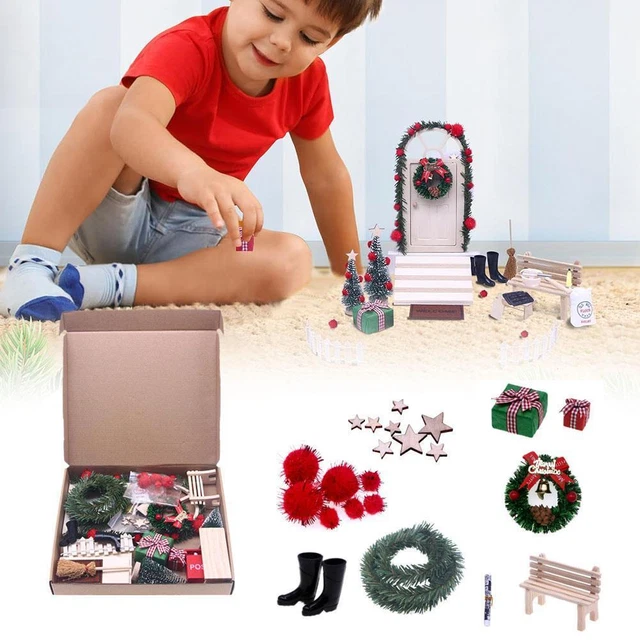 1:20 Mini Christmas Courtyard Scene Decor Xmas Tree Model Chair Broom P2F4
