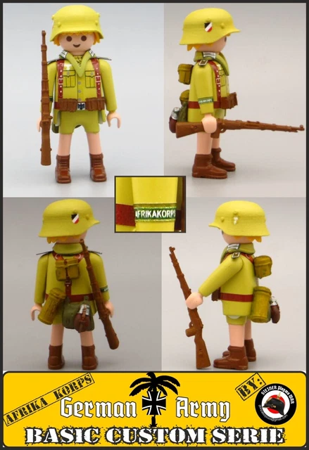 Figurine Playmobil Custom Afrika Korps WWII Avec Jumelles Sur Trépied - Seconde Guerre Mondiale