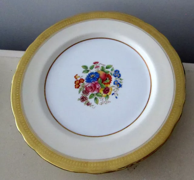 Vintage Aynsley Bone China Dinner Plate Gold Gild Edges Colorful Flowers England