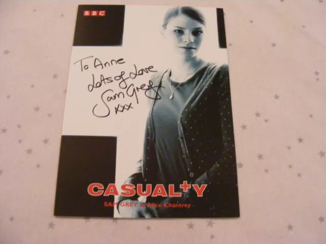 SAM GREY  Signed CASUALTY Cast Card Photo Autograph TV Alice Chantrey