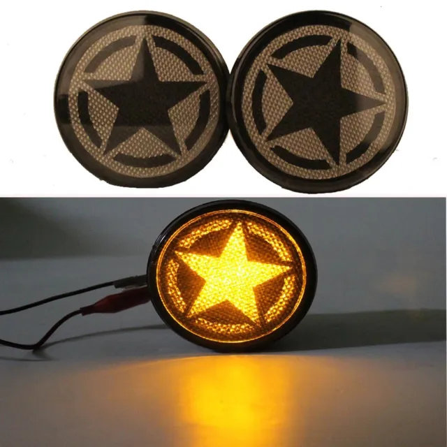 Five Stars Amber LED Front Turn Signals For 2007-2018 Jeep Wrangler JK Unlimited