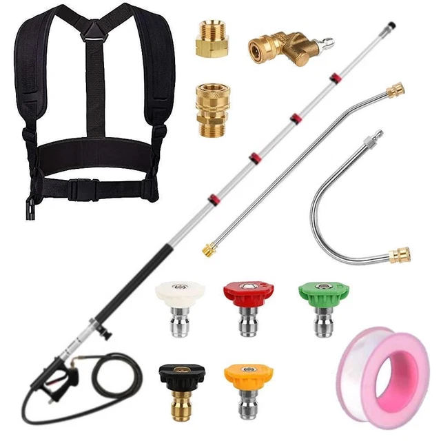 5FT-24FT Telescoping Pressure Washer Wand 4000PSI with 5 Spray Nozzle Tips