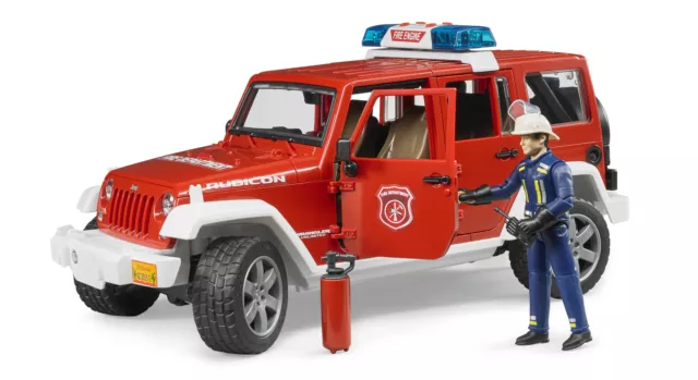 Bruder 02528 Jeep Wrangler Rubicon Feuerwehr mit Figur Fireman Einsatzfahrzeug