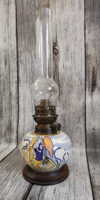 🔅Ancienne lampe à pétrole En Céramique Henriot Quimper🔅