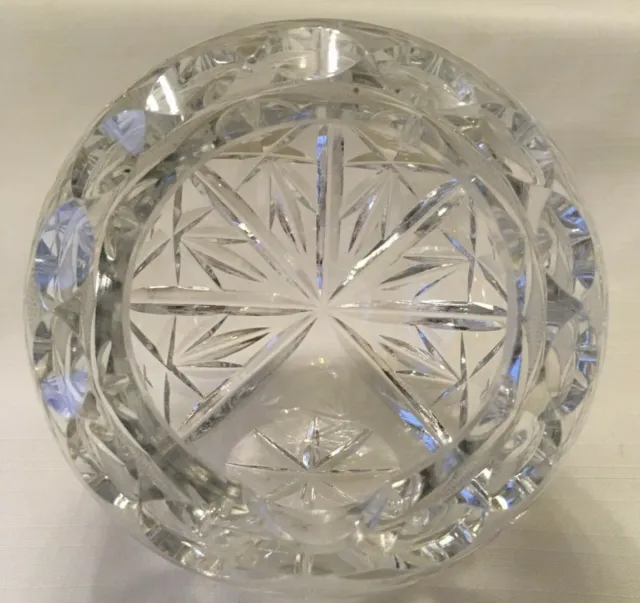 American Brilliant Clear Cut Glass Orb Ashtray, Tilted, Vintage Cut Glass