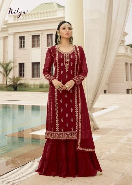 Bollywood Nuovo Sposa Festa di Natale Indiano Salwar Kameez Pakistano Abito da