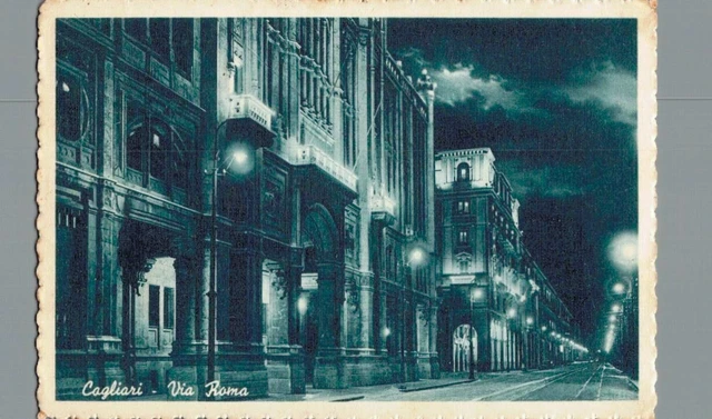 Cagliari via Roma Notturno F. piccolo  spedita