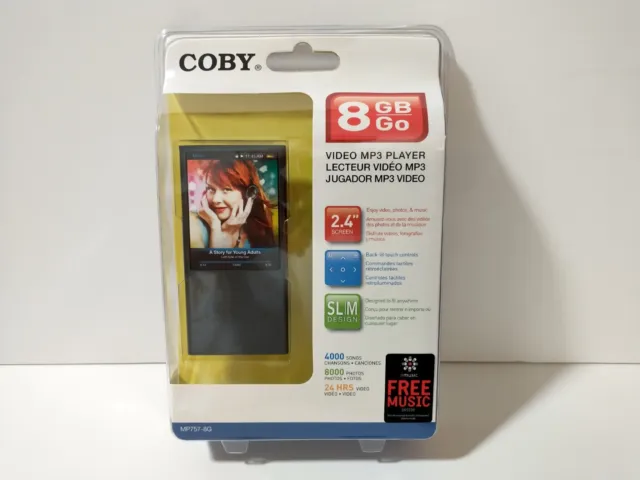 Coby MP757-8G Black 2.4" LCD 8GB Video MP3 Player + Accessories NEW!