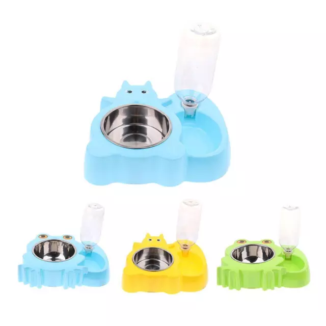 2 en 1 Pet Dog Puppy Cat Food Bowl Dish Feeder Automatic Water Dispenser Drinker