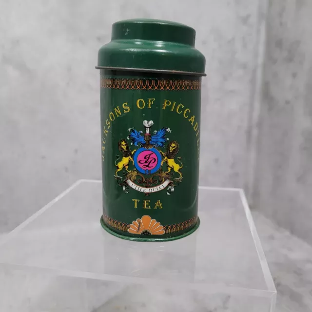 Small Jacksons of Piccadilly Green Vintage Tea Mini Tin Caddy. Collectable 1970s