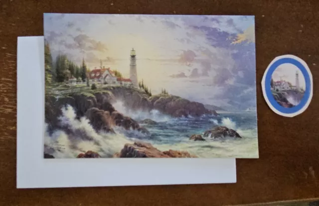 Thomas Kinkade Clearing Storms blank note card with sticker seal and envelope