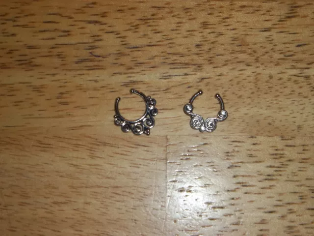 2 pièces faux anneau de nez à clipser septum non perforant