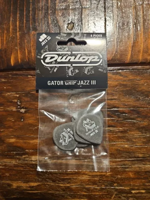 Dunlop 571P1.4 Gator Grip Jazz III Guitar Picks 6 Picks 1.4MM Gator Grip , New!