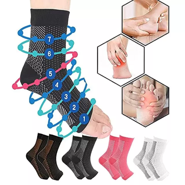 2 Pairs Toeless Soothe Socks Foot Ankle Brace Compression Socks for Neuropathy