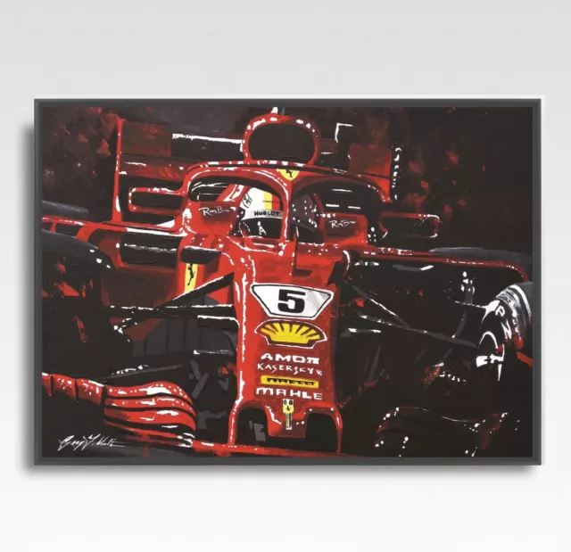 SEBESTIAN VETTEL Ferrari F1 print from painting by Greg Tillett poster Formula 1