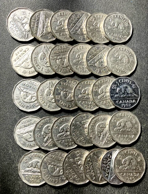 Old Canada Coin Lot - 1946-1952 - 30 HIGH QUALITY Nickels - Lot #J7