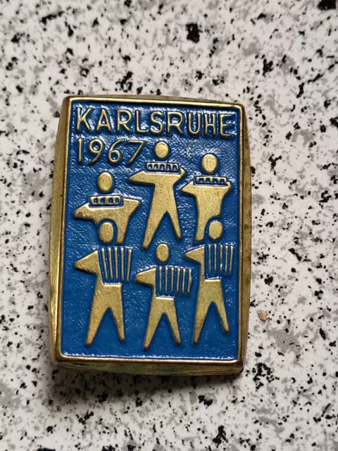 Alte Brosche Hohner Akkordeon Mundharmonika Karlsruhe 1967  (128)