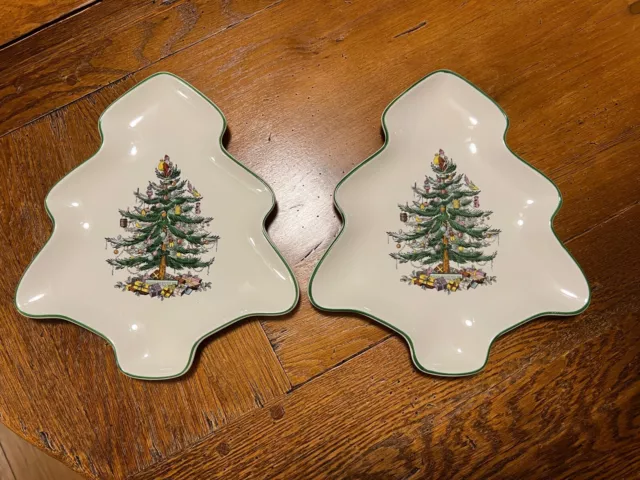 Spode Christmas Tree  Shaped Dish Ideal For Festive Nibbles set of 2