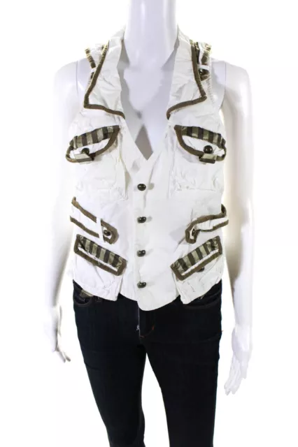 Sass & Bide Womens Four Button Pocket Front Vest Jacket White Size 4