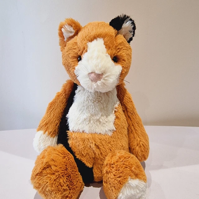 JELLYCAT BASHFUL CALICO Cat 12" Medium Ginger Black White Plush Soft