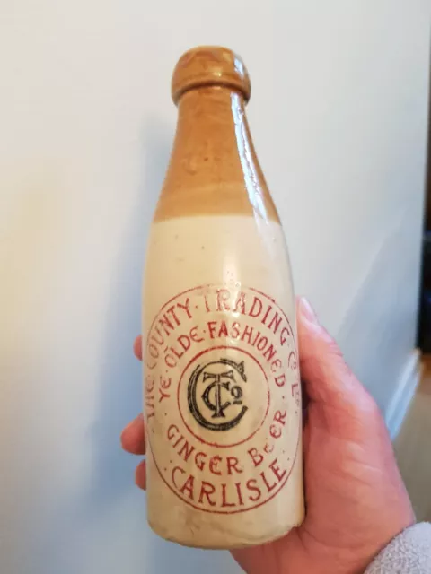 Red Print Ginger Beer Bottle From Carlisle,  Very Good Condition.