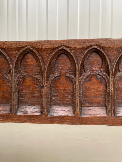 A Beautiful French Architectural Gothic Revival Carving/pediment in oak (2) 3