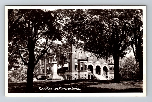 Allegan MI-Michigan RPPC, County Courthouse, Real Photo c1940 Postcard