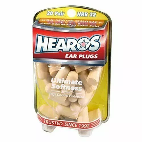 Hearos Ear Plugs Ultimate Softness Series Noise Cancelling Silky Foam 20 Count