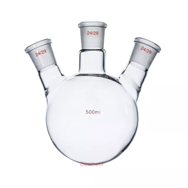 500ml,3-Neck,24/29,Round Bottom Glass Flask,Three Necks,Lab Chemical Bottle