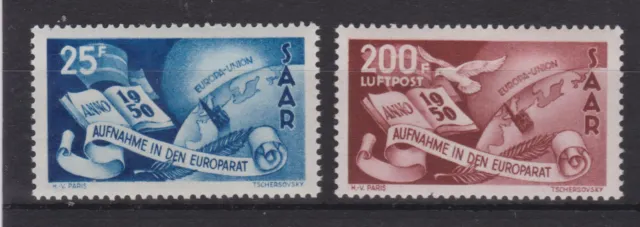 Saarland Nr. 297-8 postfrisch, 25+200 F, "Aufnahme in den Europarat 1950"