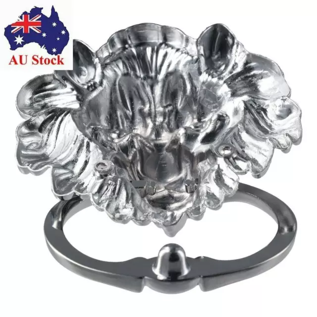 Silver Lion Head Door Knocker 15×11cm Door Pull Pull Ring  Wooden House