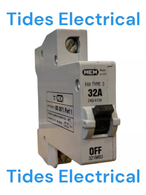 MEM MCB Type C 32 Amp M9 Single Pole 32A Memshield Circuit Breaker 321MB3 321MC