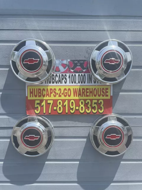 1960,s -1972 Hubcaps  Chevrolet C10 15” Set 4 Rare. Red /Aluminum Very Cool Used