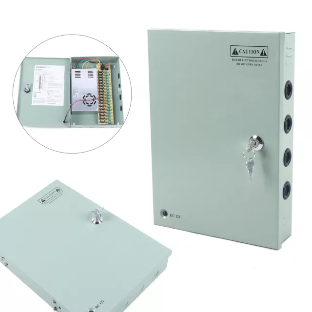 12VDC 18CH 30A Security Camera Power Supply Box Distribution for CCTV DVR System