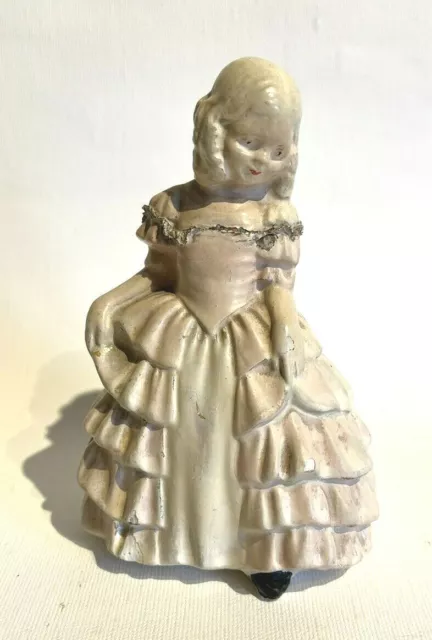 Vintage Chalkware  Coventry Ware Girl Figurine Pink Dress Colonial Victorian