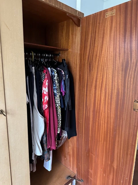 Vintage Mid Century Modern Large X2 Double Wardrobe In French Walnut by Wrigton 3