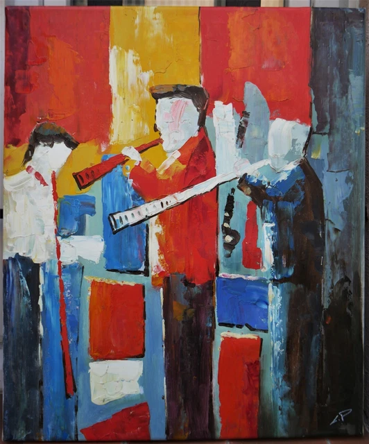 tableau signé: les musiciens