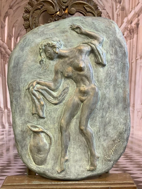 Grosses Wandrelief Akt Erotik Die Badende Signiert E. Greiner