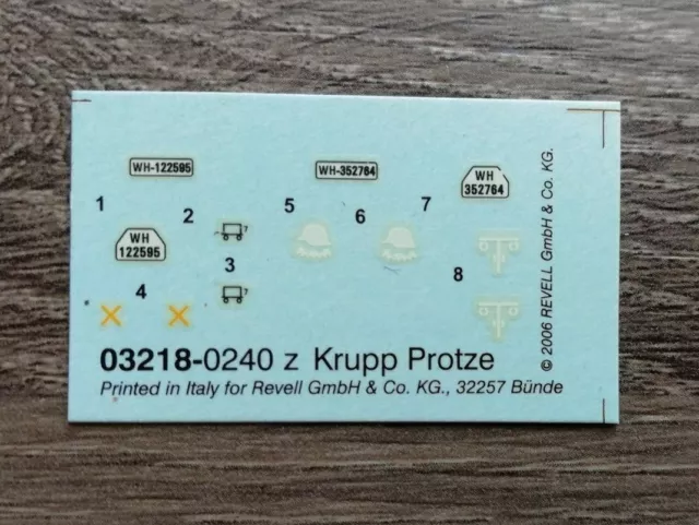 1:76 Revell decal #03218 Krupp Protze (Kfz.70) & 3,7cm-Pak