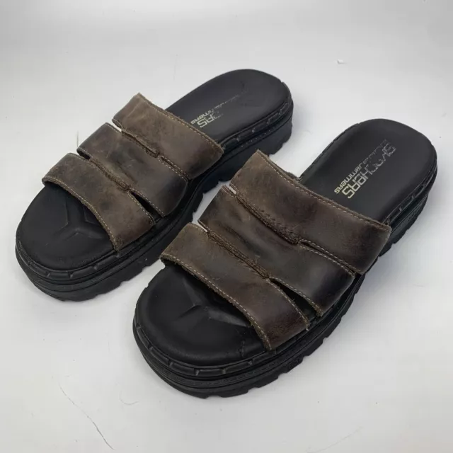 Skechers Men’s Jammers Sandals Platform Brown Size 8 Vintage Dark Leather